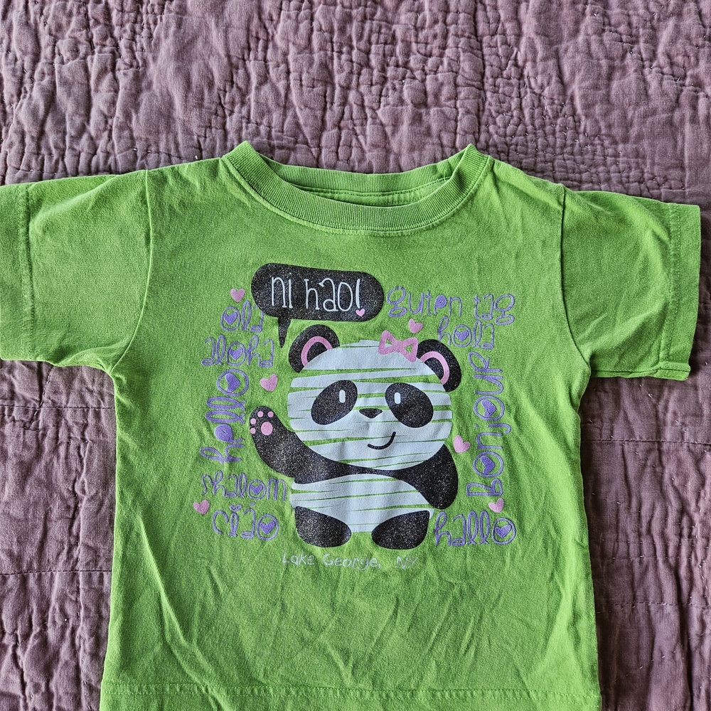 Cute Green Panda Tee for Kids